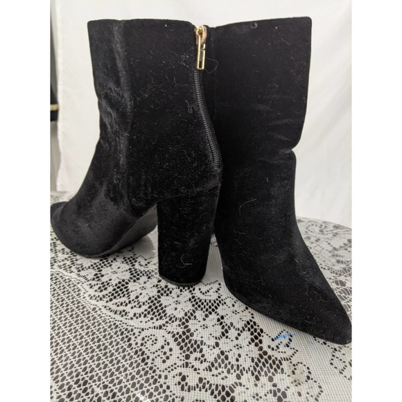 1X WORN! QIMMA BLACK VELVET BACK ZIP, CHUNKY HEELED BOOTS! HOT! SIZE 9 - Picture 8 of 10